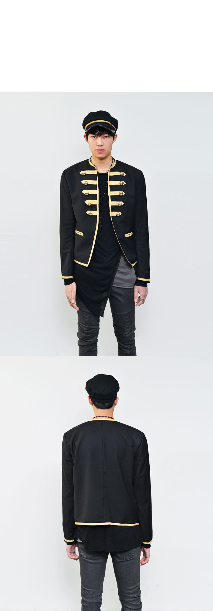 Sales :: Last 1) Gold Embroidery Piping Napoleon Blazer-Jacket 135 - GUYLOOK Men's Trendy 